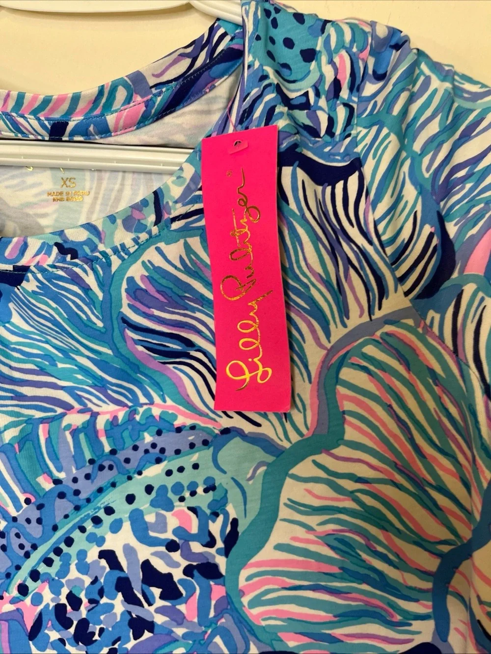 New! Lilly Pulitzer 100% Pima Cotton Cody Swing Fishful Thinking Dress Blue XS
